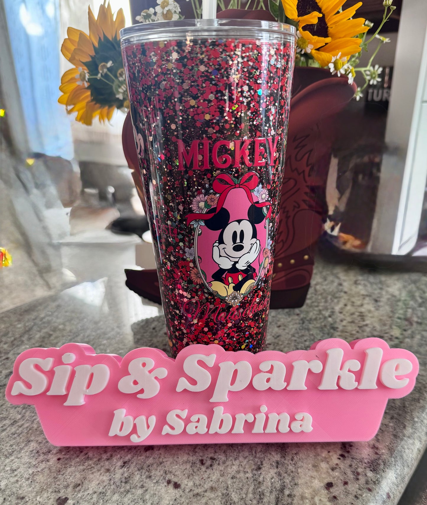 Mickey Glitter snow globe 24 oz cup