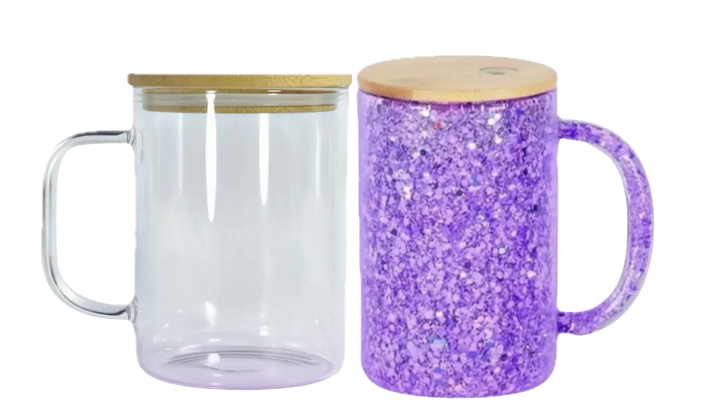 15oz glass snow globe w/ glitter in handle
