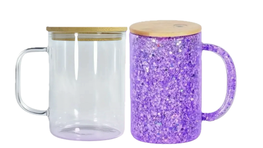 15oz glass snow globe w/ glitter in handle